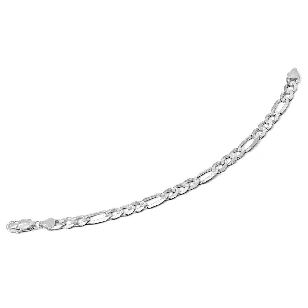 14K White Gold 6mm Flat Figaro Chain 8 inches