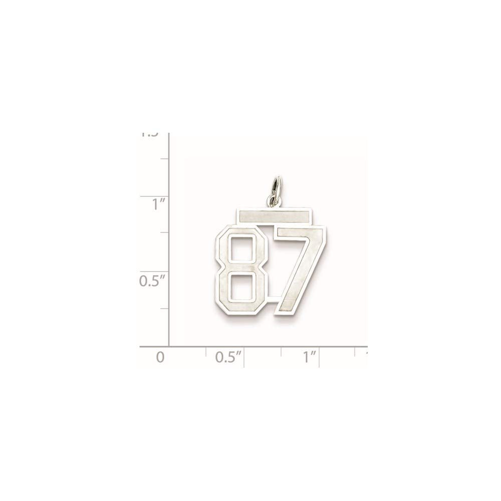 Sterling Silver/Rhodium-plated Satin Number 87 Charm