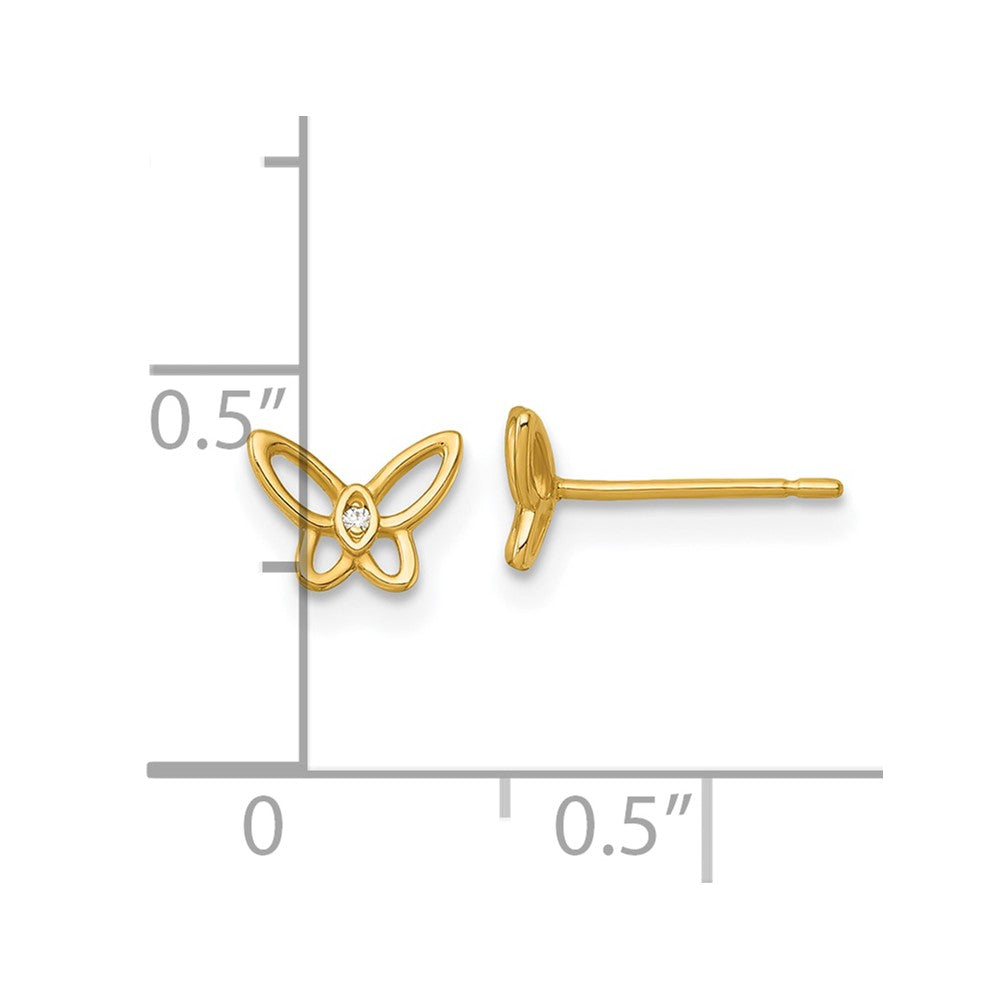 14k Madi K Polished CZ Open Butterfly Childrens Post Earrings