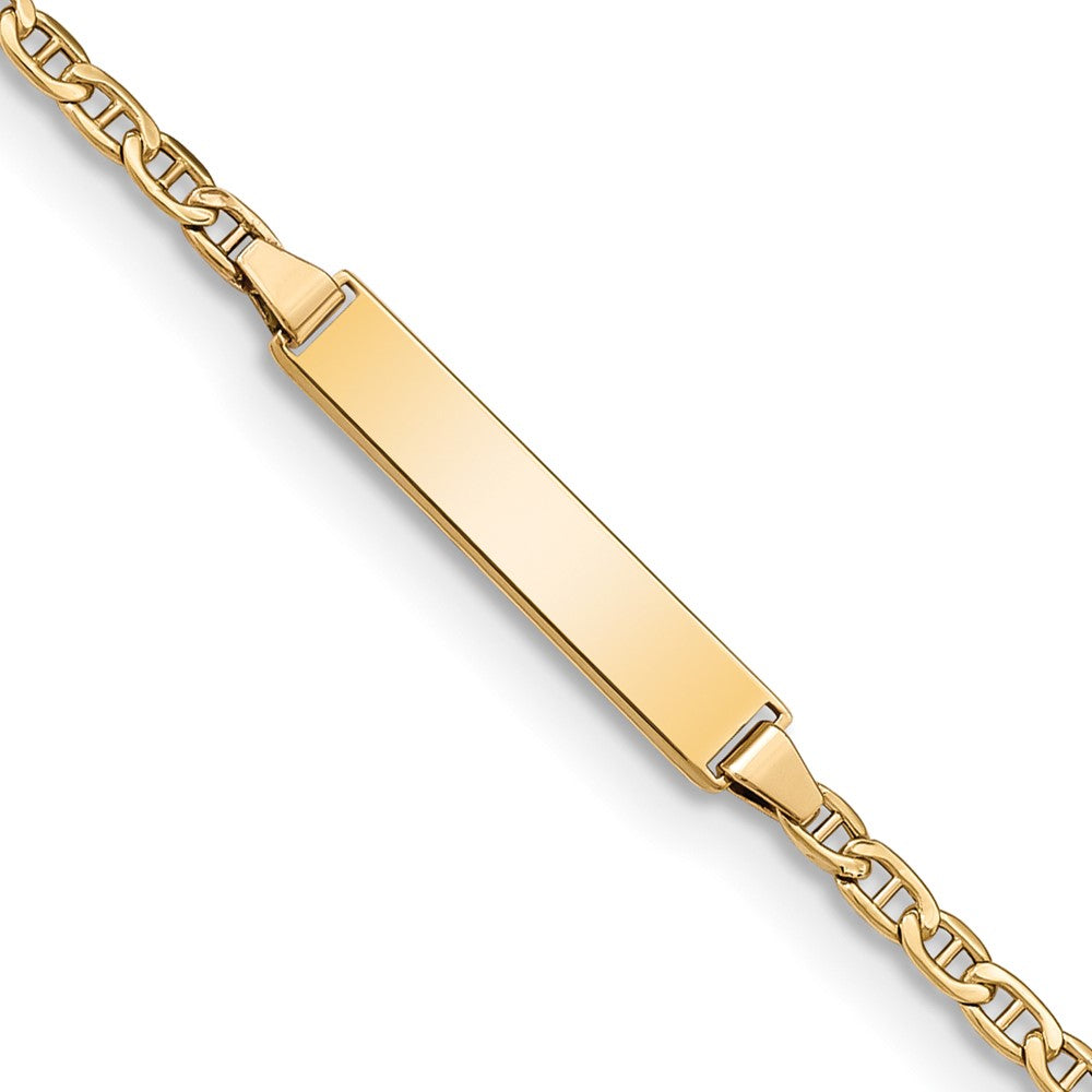 14k Semi-Solid Polished Anchor ID Bracelet 6 inches