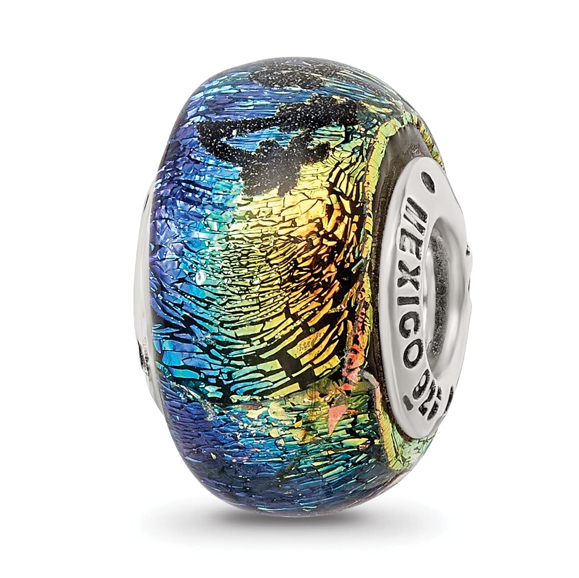 Sterling Silver Reflections Virgin Islands Orange Dichroic Glass Bead