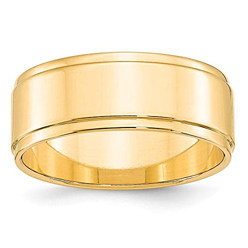 14k Yellow Gold 8mm Flat with Step Edge Wedding Band Size 11.5
