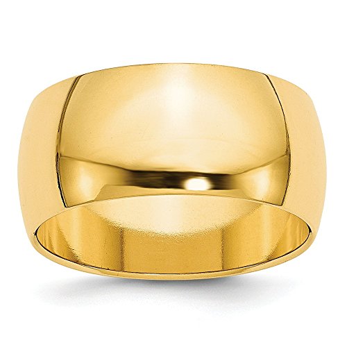 14k Yellow Gold 10mm Half-Round Wedding Band Size 6
