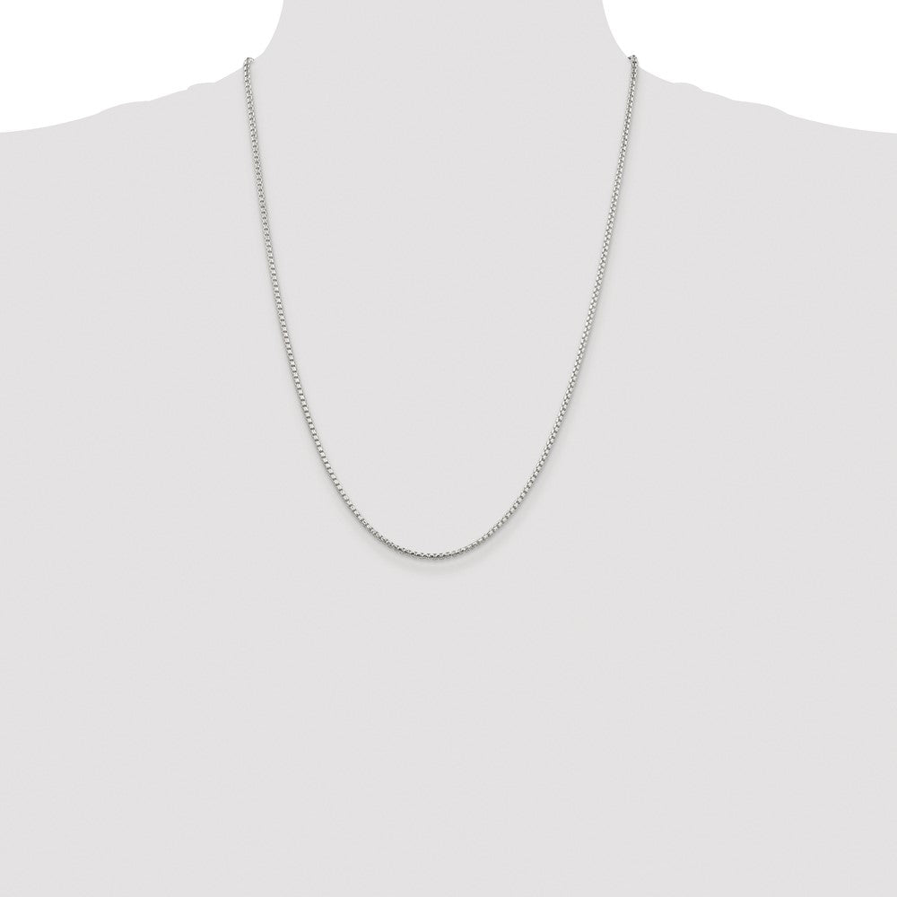 Sterling Silver Rhodium-plated 2mm Diamond-cut Round Box Chain