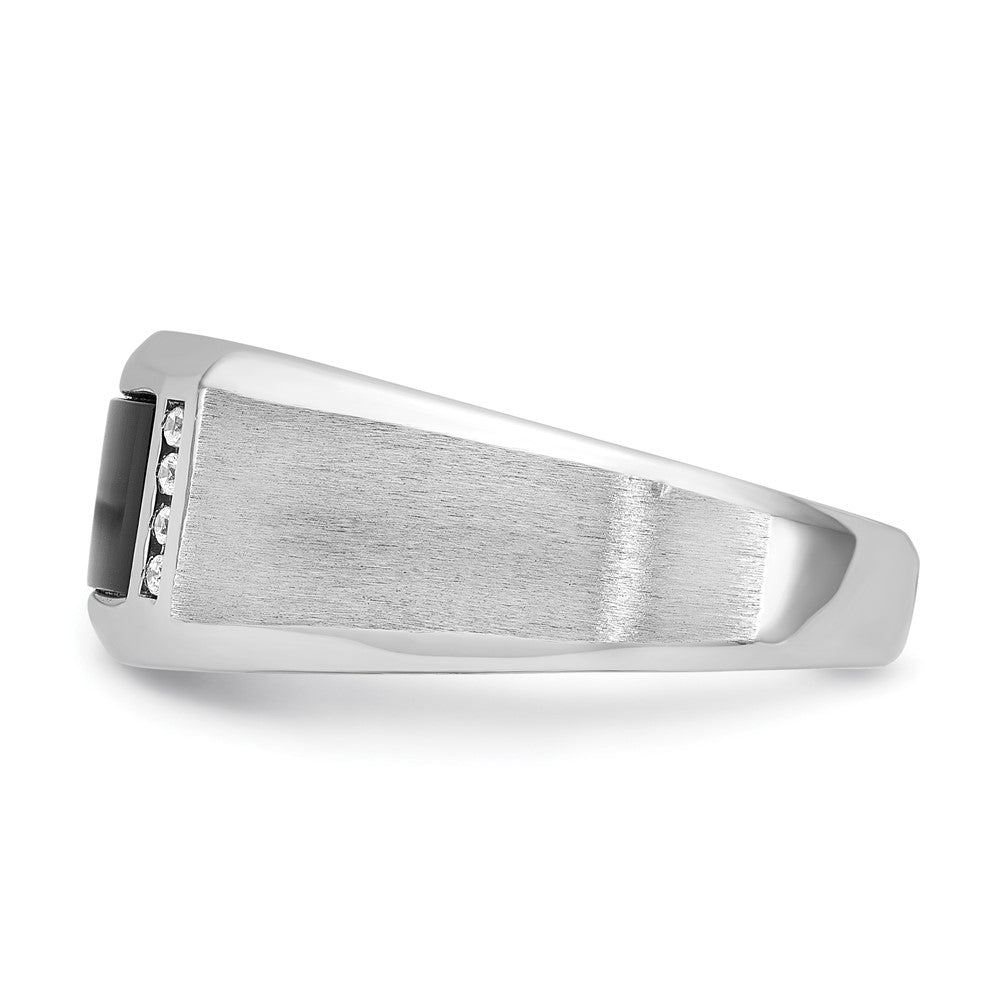 14k White Gold IBGoodman Men's Satin Onyx and 1/15 carat Diamond Complete Ring
