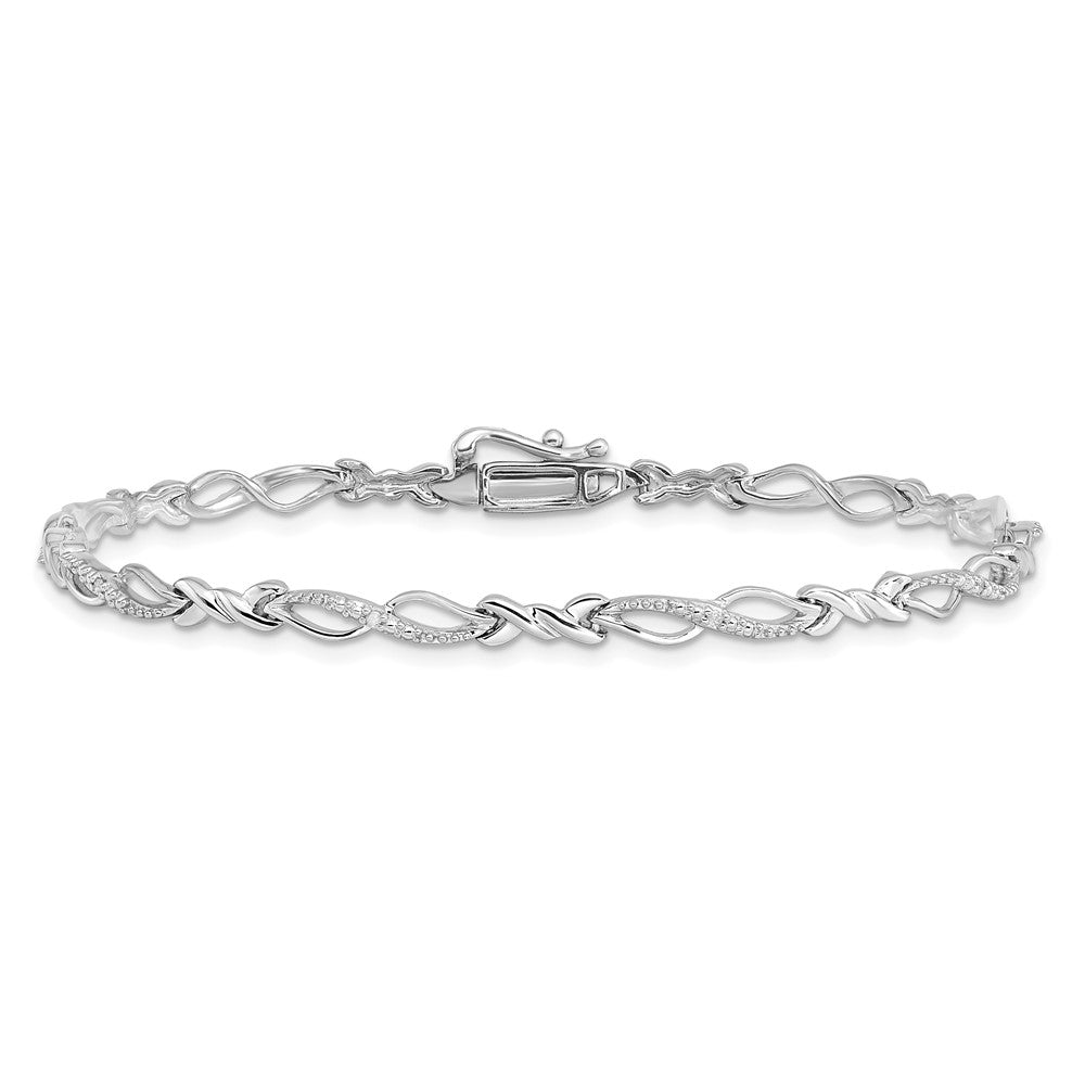 Sterling Silver Rhodium-plated Diam. Bracelet 7 inches