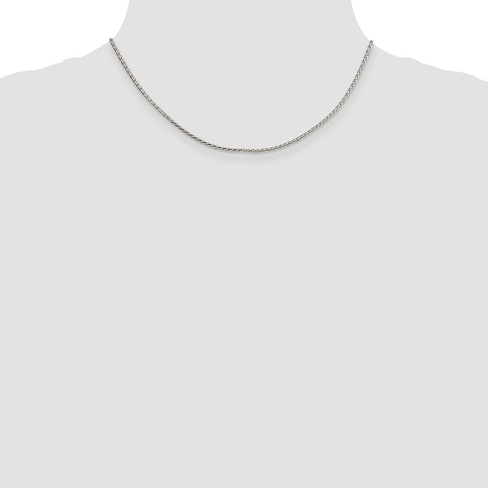 Sterling Silver Rhodium-plated 1.7mm Diamond-cut Round Spiga Chain