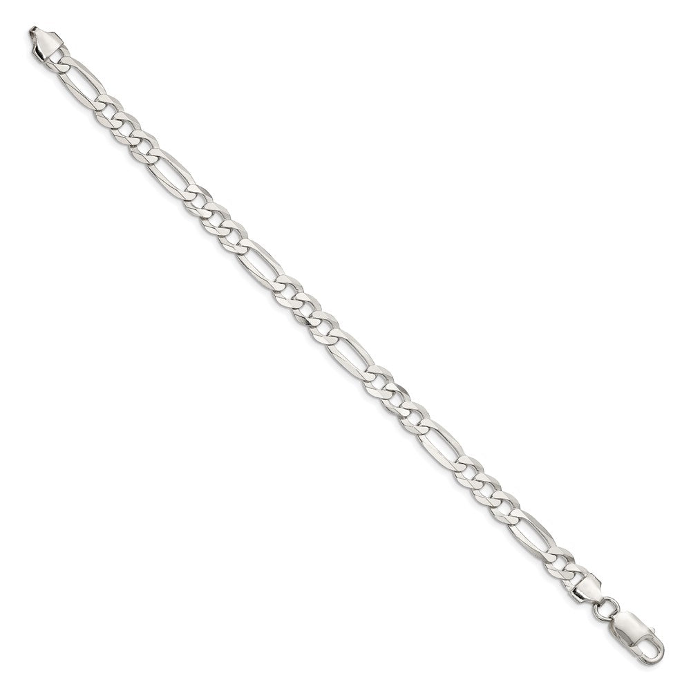 Sterling Silver 7.0mm Lightweight Flat Figaro Chain 7 inches