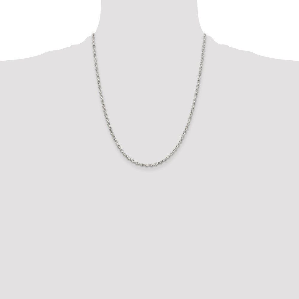 Sterling Silver 2.75mm Oval Fancy Rolo Chain 22 Inches