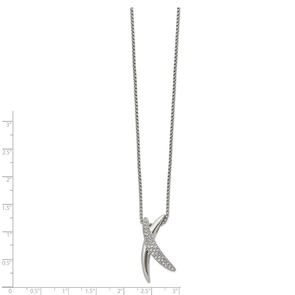 Stainless Steel Polished with Crystal X 16 inch Necklace