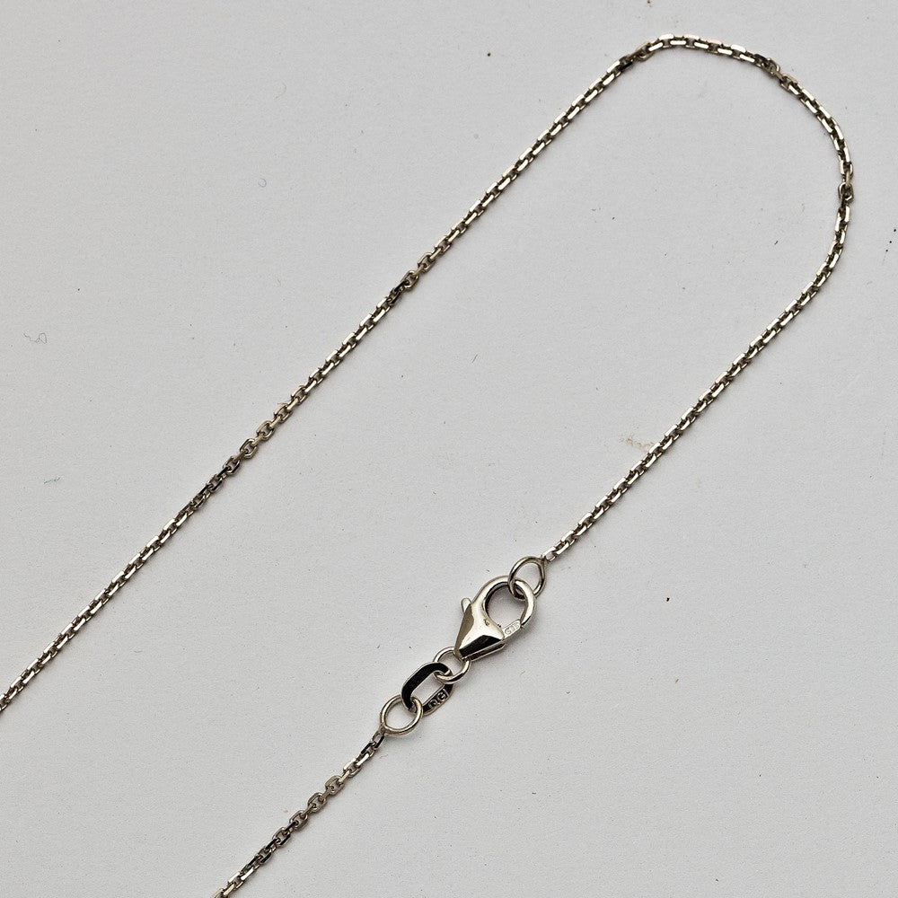 14K White 1.05 mm Diamond-cut Cable Chain