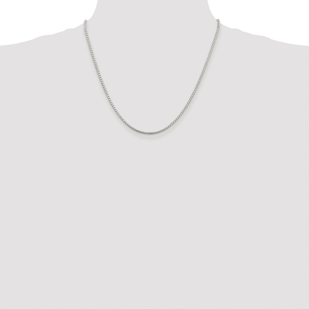 Sterling Silver Rhodium-plated 2mm Diamond-cut Round Box Chain