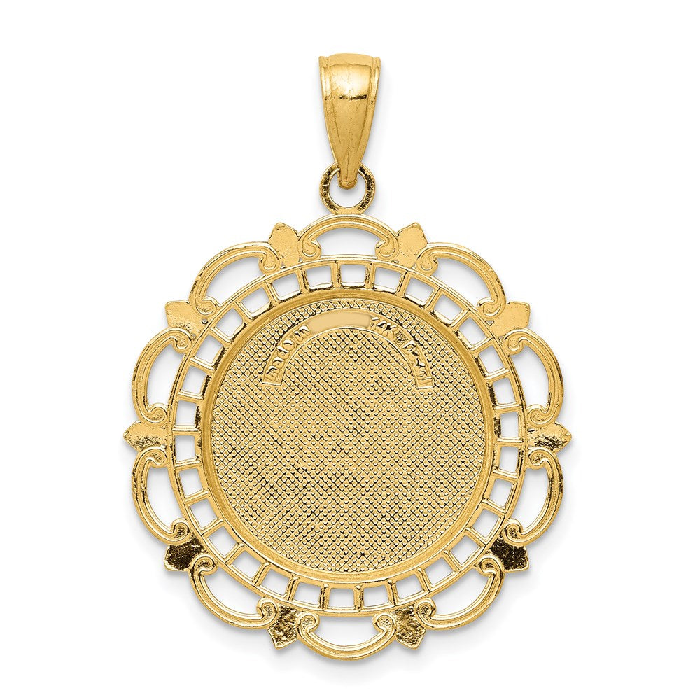 14K Gold Polished / Satin Saint Michael Medal Pendant