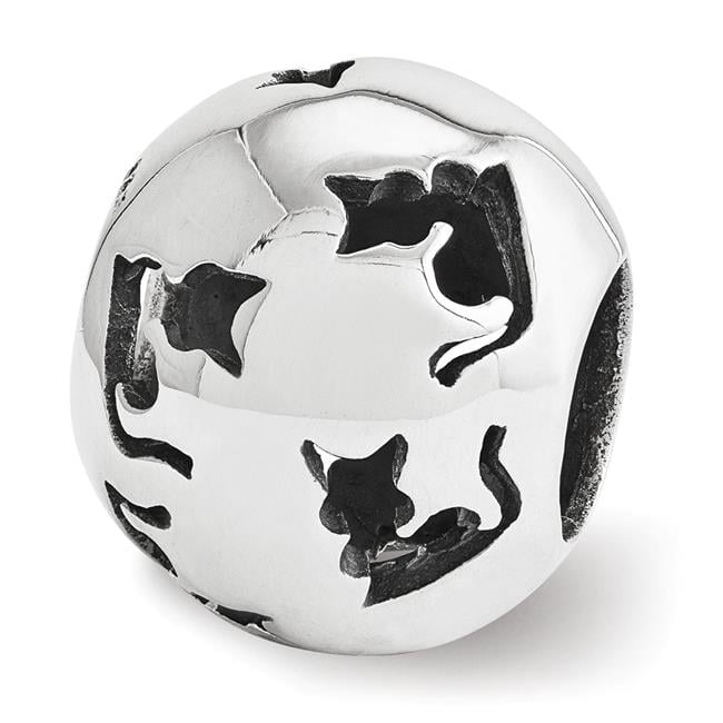 Sterling Silver Reflections Cutout Cat Bead