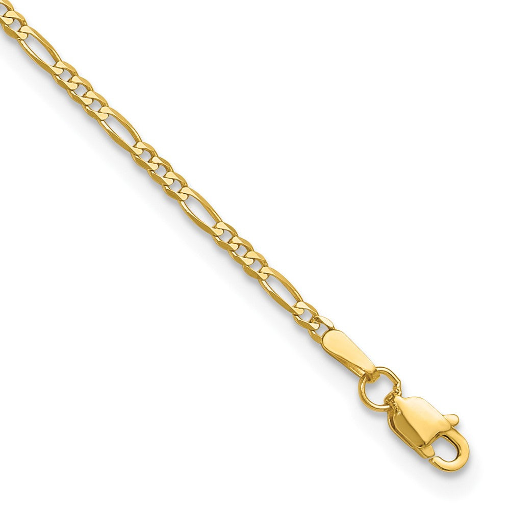 14K 7 inch 1.8mm Flat Figaro with Lobster Clasp Bracelet 7 inches