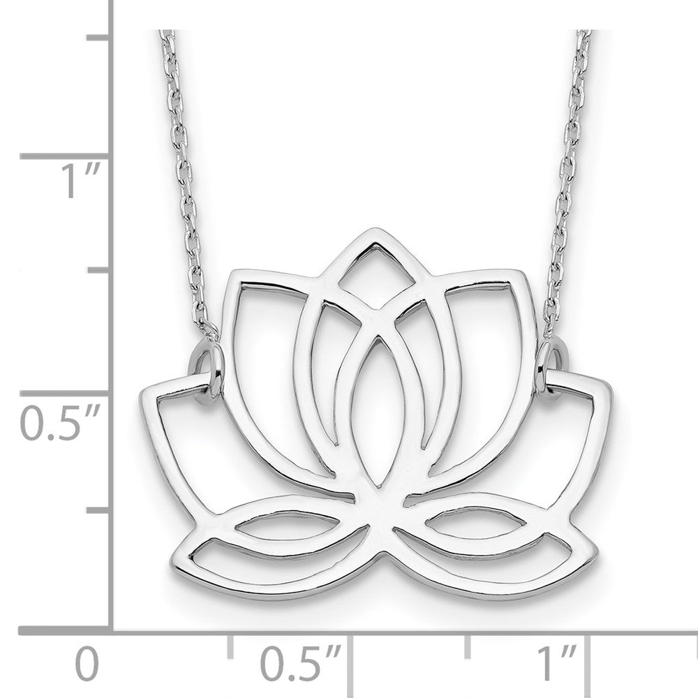 Sterling Silver Rhodium-plated Polished Lotus Flower 18 inch Necklace 18 Inches