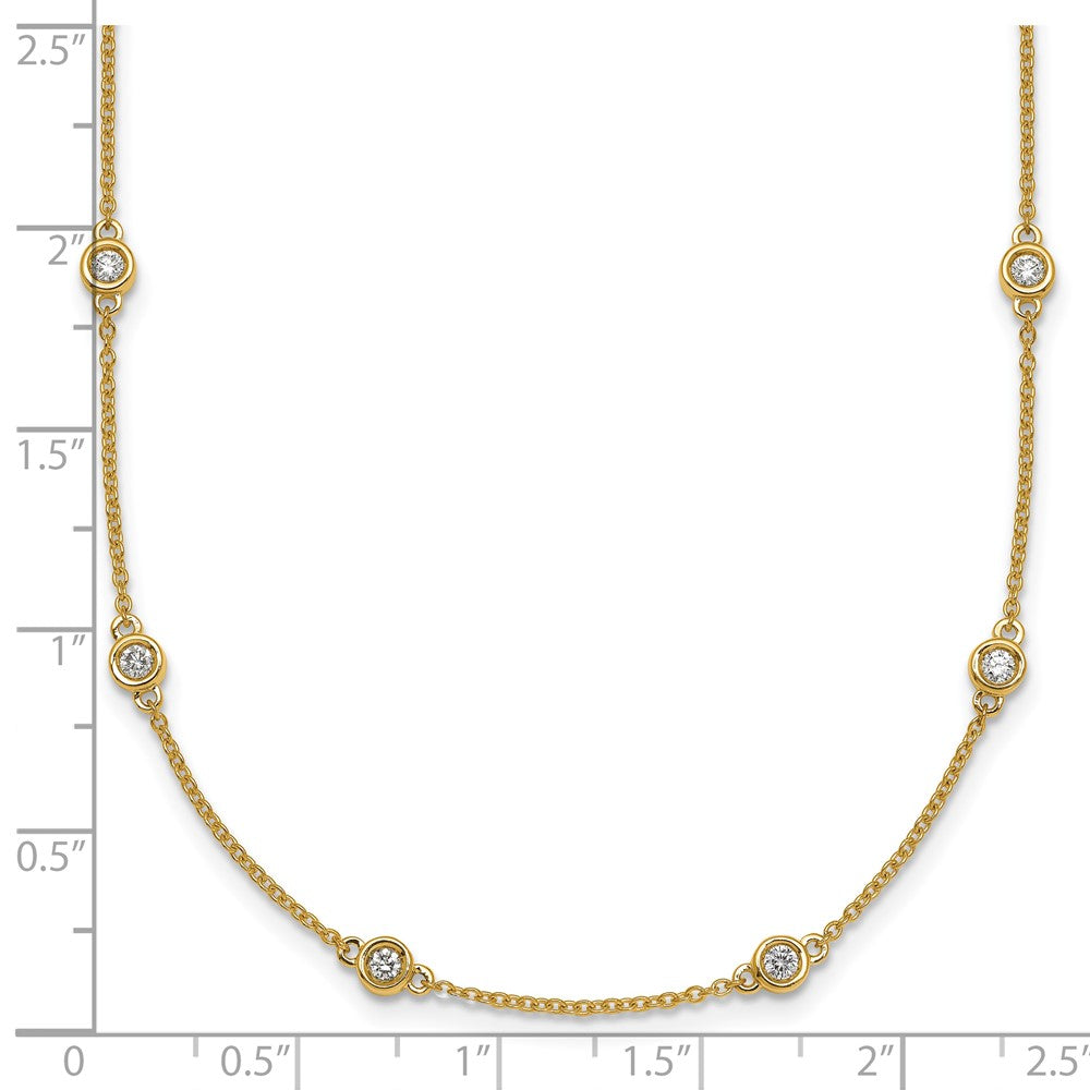 14k Complete 1/2 carat Bezel-set Diamond and Cable Chain 16-Station 16 inch Necklace