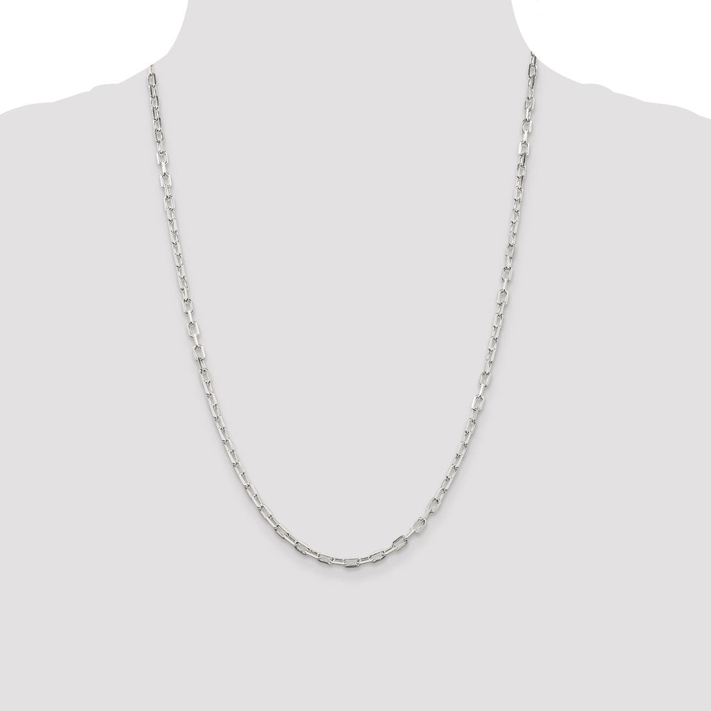 Sterling Silver 3.75mm Diamond-cut Long Link Cable Chain 24 Inches