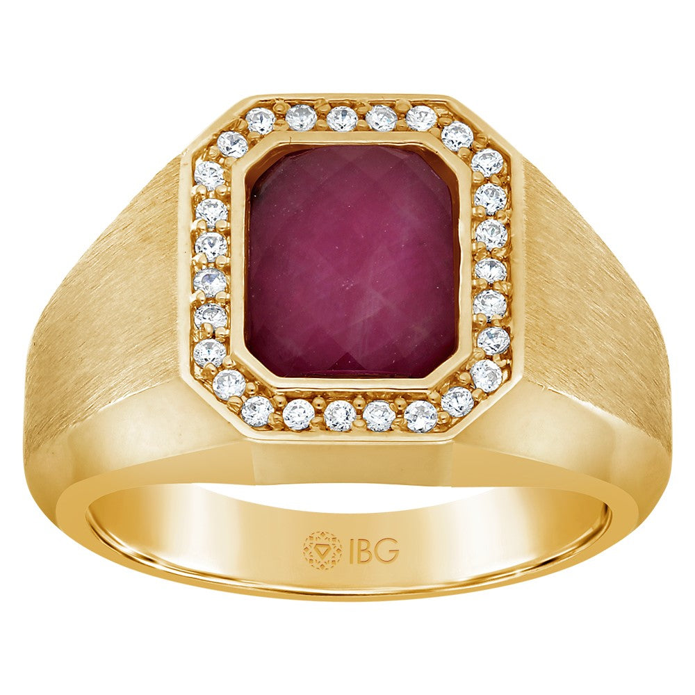 SS & GP IBGoodman Ruby Doublet & CZ Complete Ring