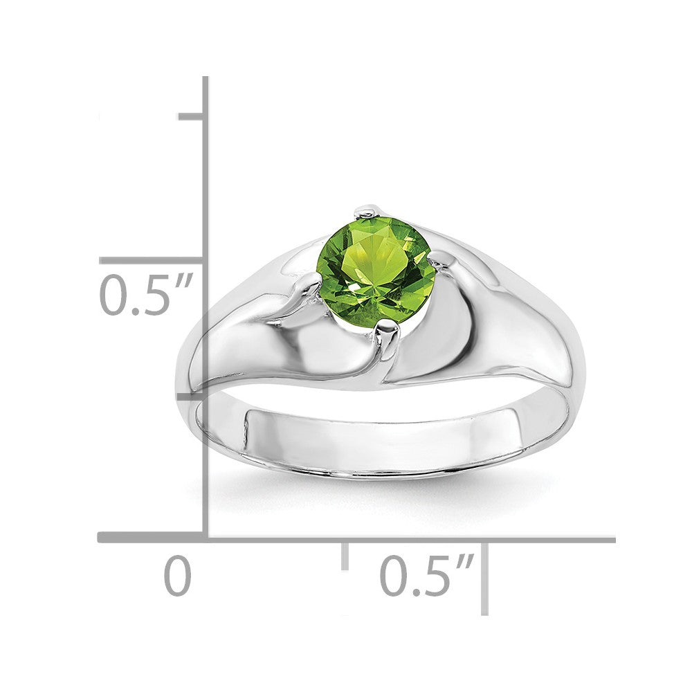 Sterling Silver Lime Green Round CZ Ring