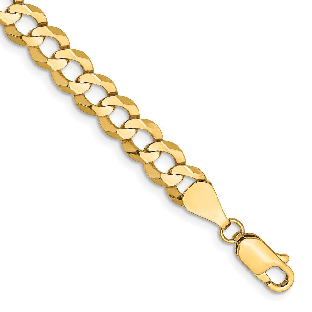 14K 8 inch 7.2mm Lightweight Flat Cuban with Lobster Clasp Bracelet 8 inches