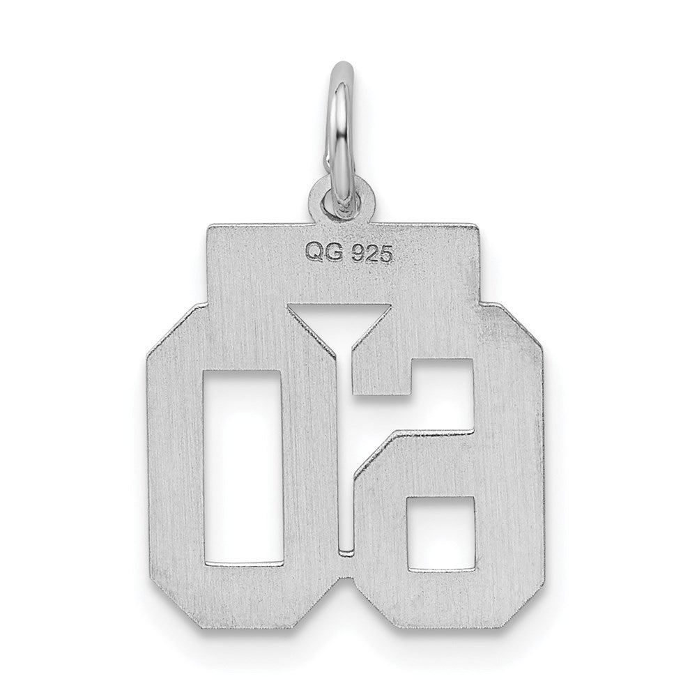 Sterling Silver/Rhodium-plated Polished Number 60 Charm