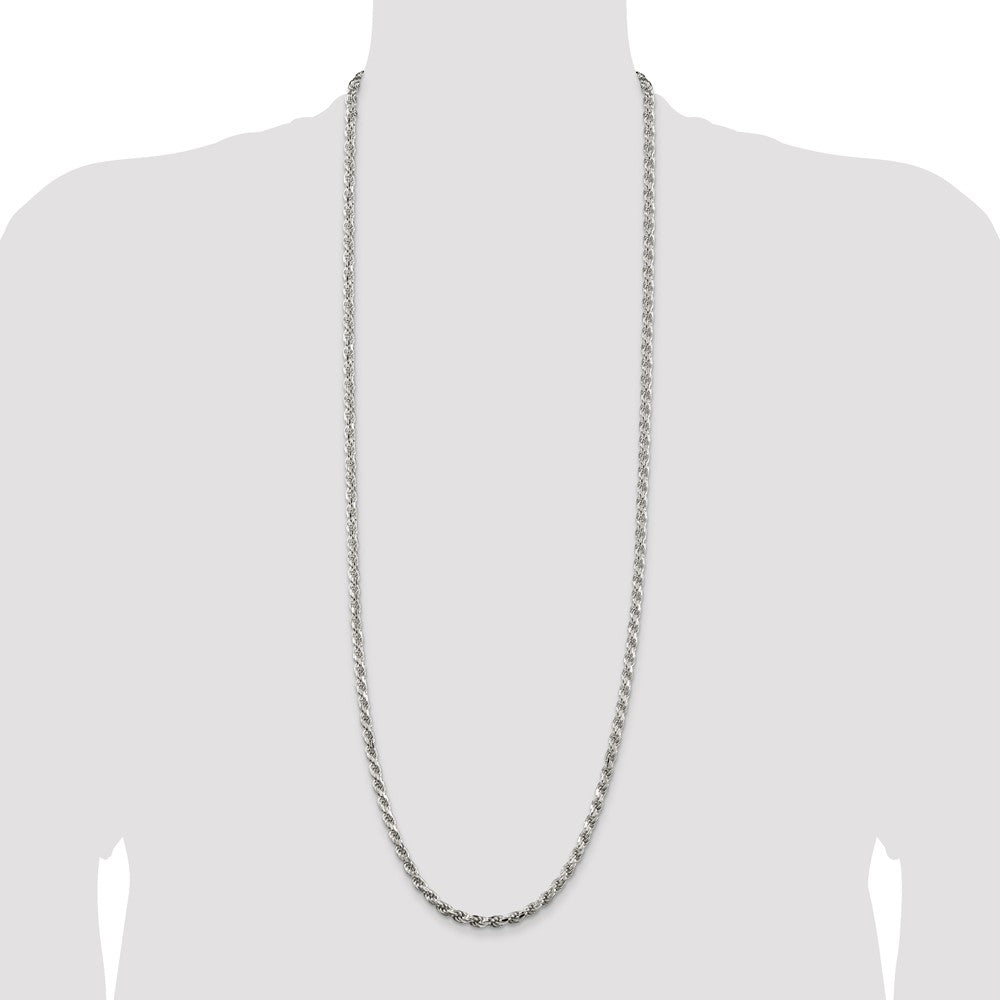 Sterling Silver 4.6mm Diamond-cut Rope Chain 36 Inches