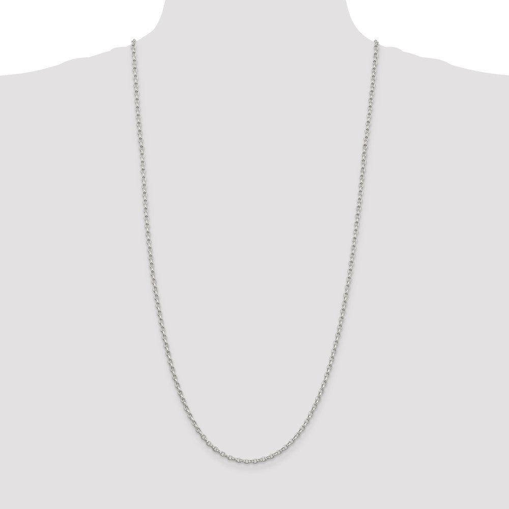 Sterling Silver 2.75mm Oval Fancy Rolo Chain 30 Inches
