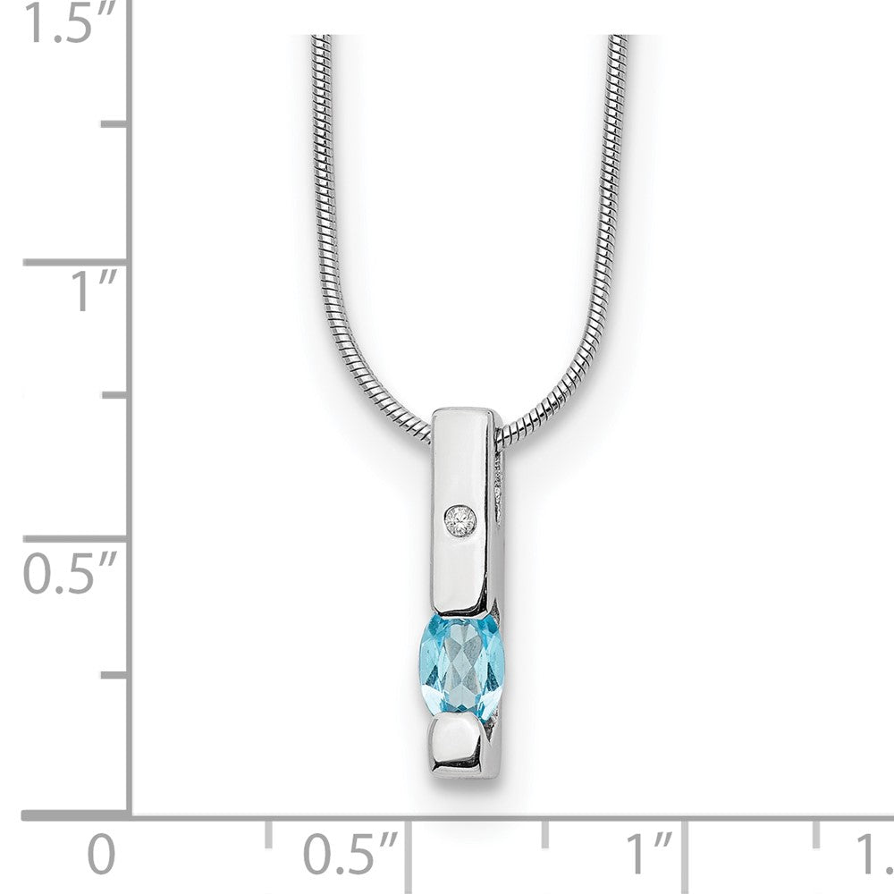 White Ice Sterling Silver Rhodium-plated 18 inch Diamond and Blue Topaz Necklace with 2 inch Extender
