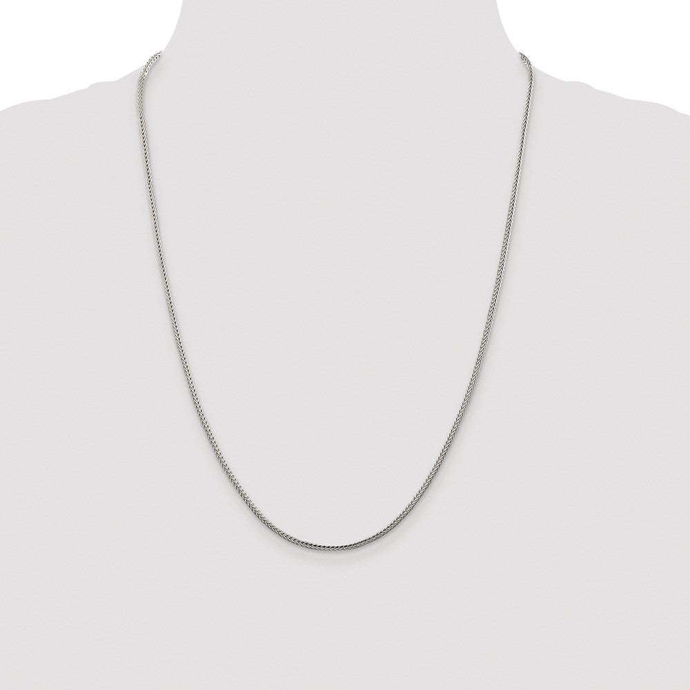 Sterling Silver Rhodium-plated 2mm Diamond-cut Round Franco Chain