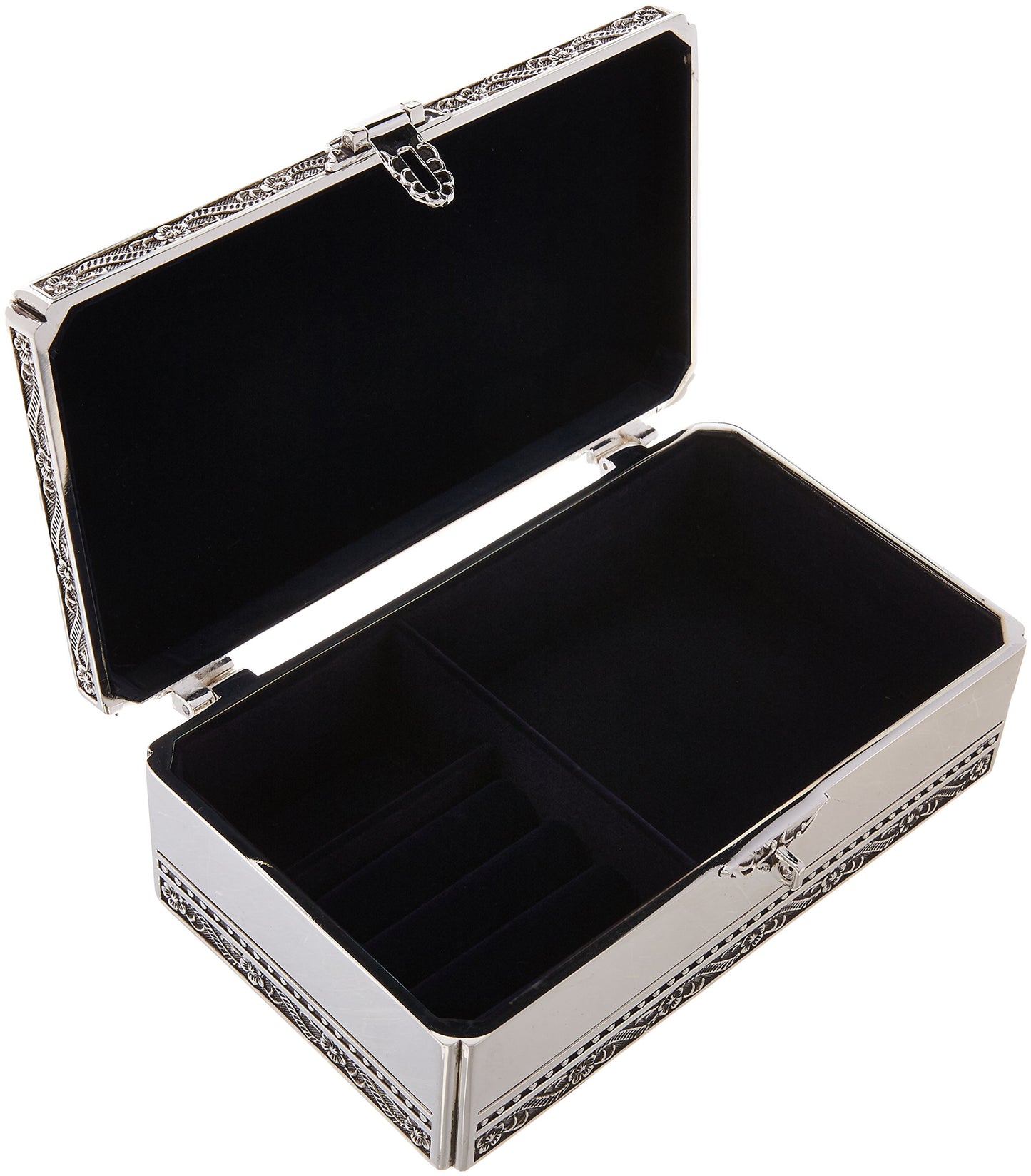 Leeber 86898 Elegance Silver Antique Silver Jewelry Box With Jeweled Lock
