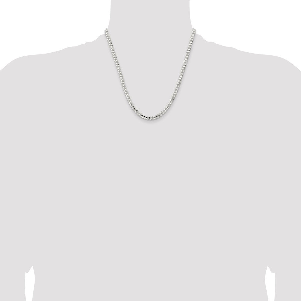 Sterling Silver 4.5mm Concave Beveled Curb Chain 20 Inches