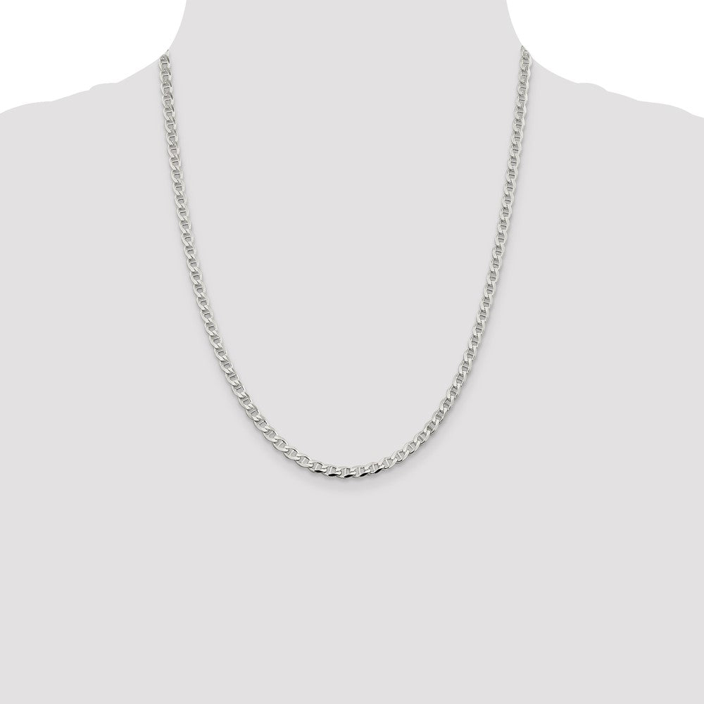 Sterling Silver 4.0mm D/C Flat Anchor Curb Chain 22 Inches