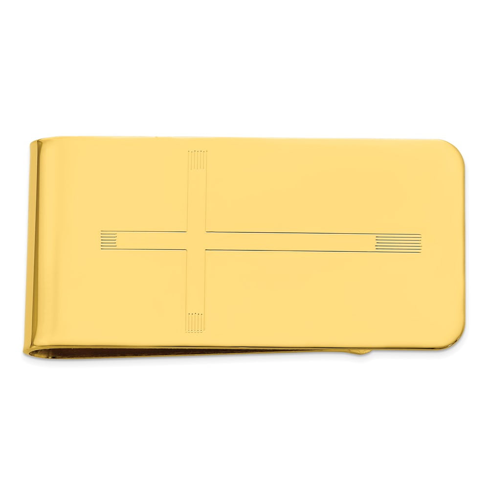 Gold-plated Kelly Waters Cross Engraveable Money Clip QKW676
