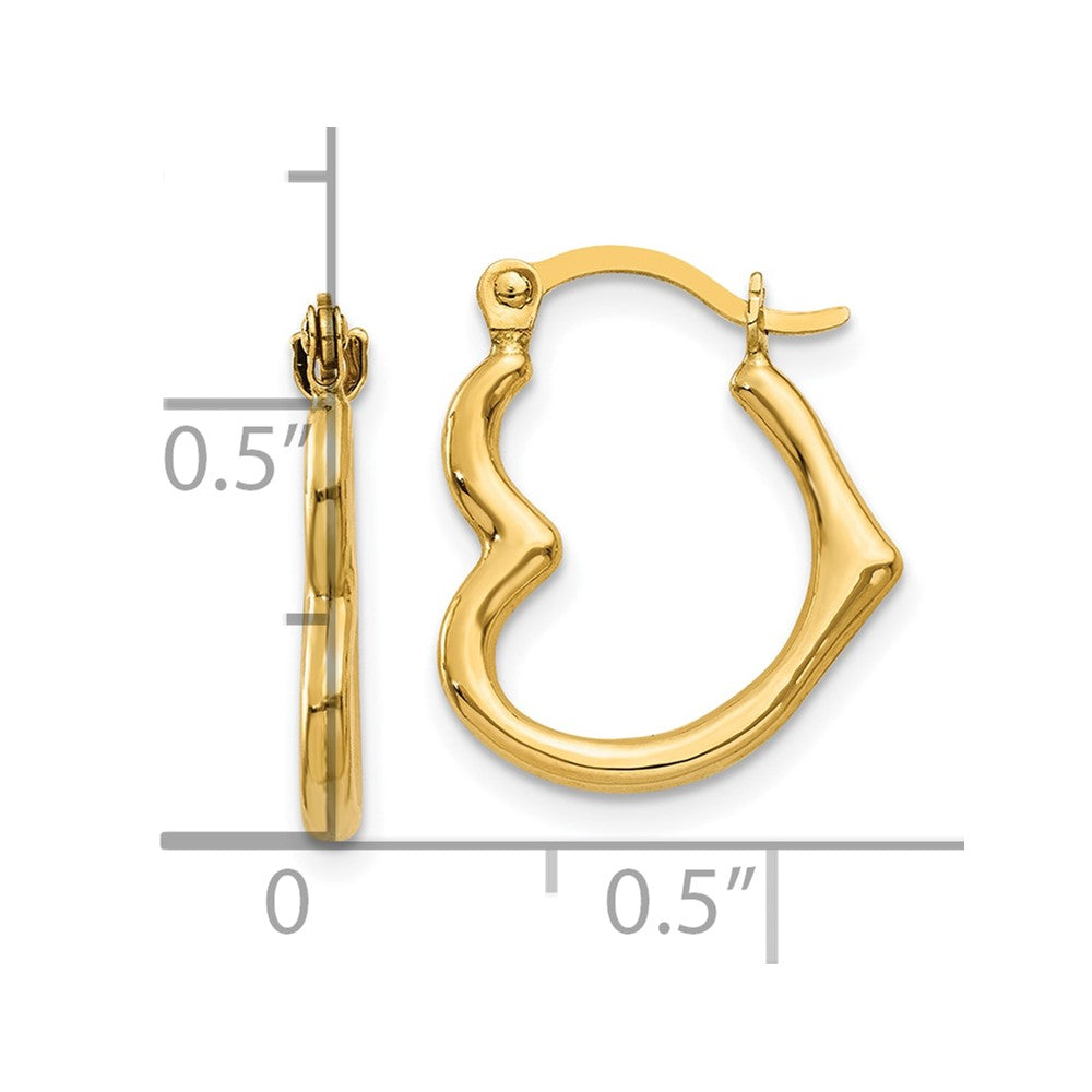 10K Heart Shaped Hollow Hoop Earrings