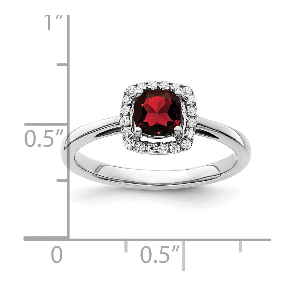 SS ANT Garnet and Diamond Ring