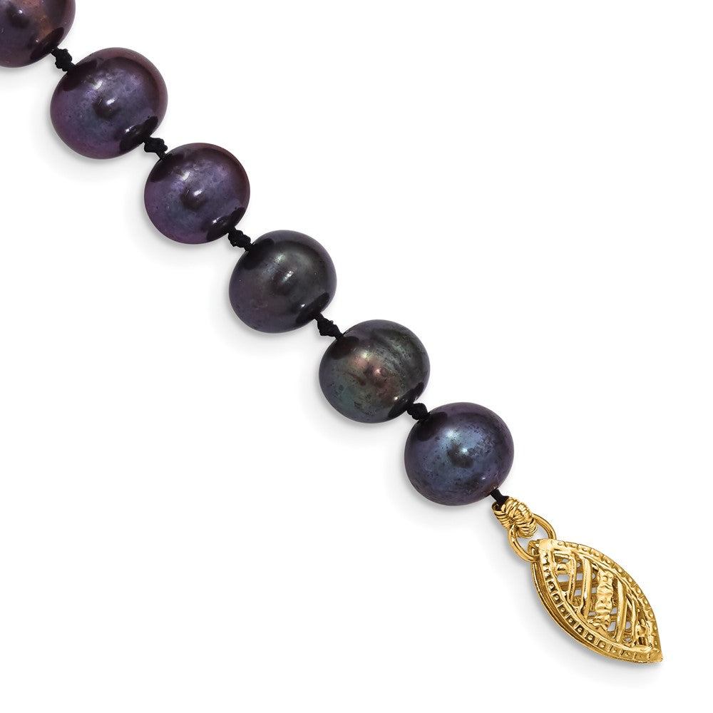 14k 6-7mm Black Near-Round Freshwater Cultured Pearl 7.5 inch Bracelet 7.5 inches