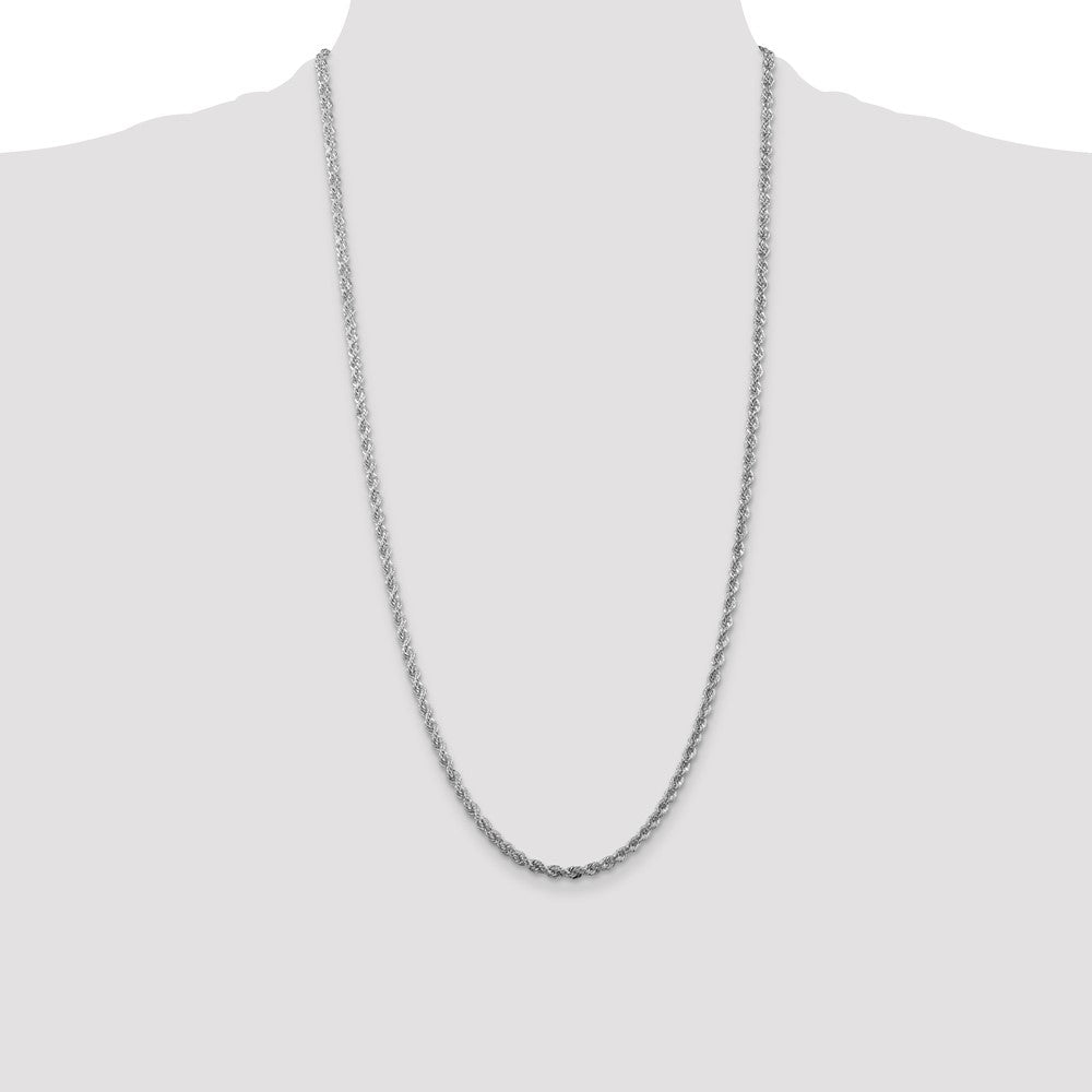 Sterling Silver Rhodium-plated 3mm Solid Rope Chain 28 Inches