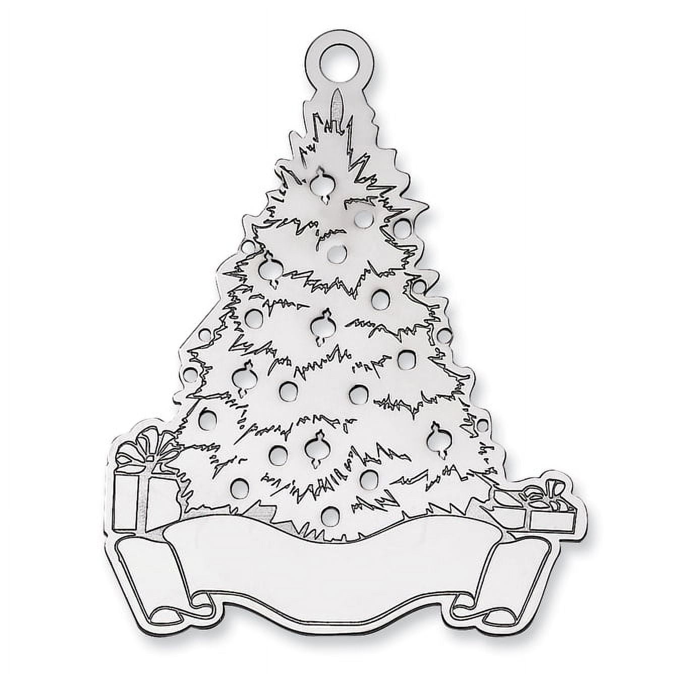 Sterling Silver Rhodium-plated Blank Christmas Tree Ornament QQ358B