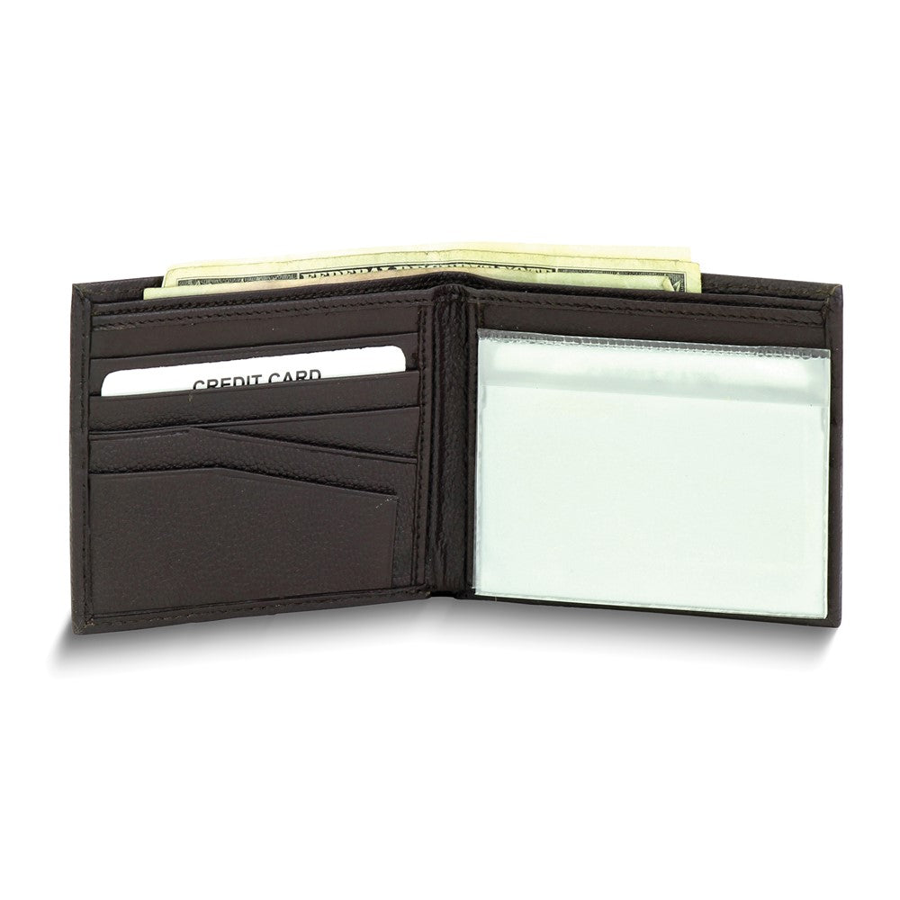 Brown Cowhide Leather RFID Blocking Slim Bifold Wallet