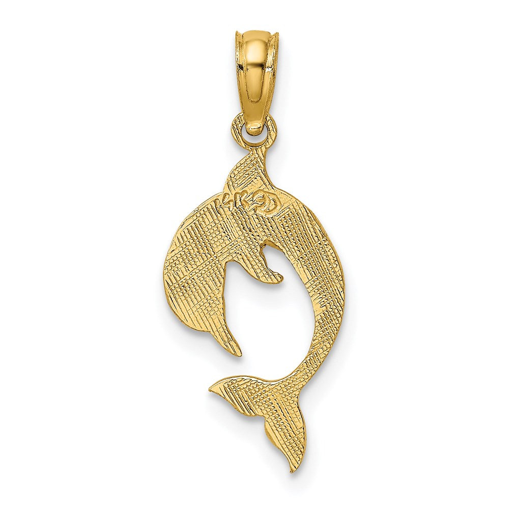 14K Flat and Polished Dolphin Charm
