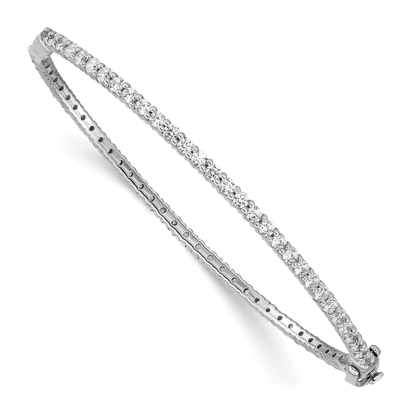 14k White Gold 2 1/2 carat Lab Grown Diamond VS/SI+ G+ Complete Eternity Bangle Bracelet
