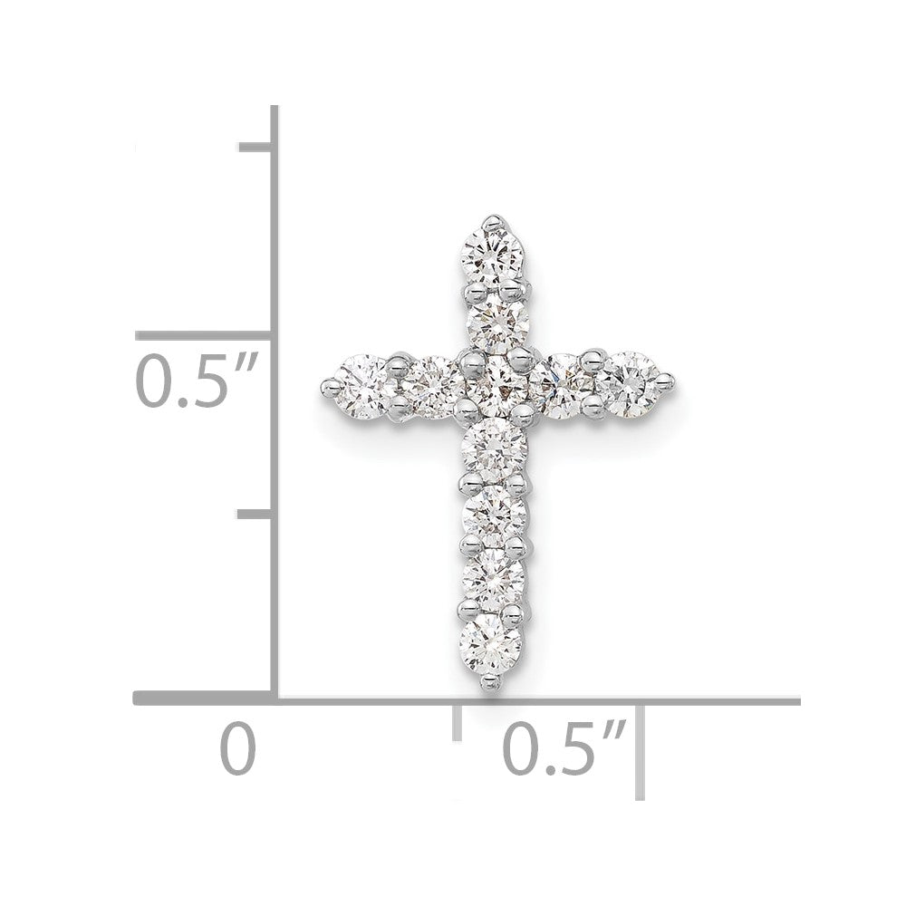 10k White Gold Polished Diamond Cross Chain Slide Pendant