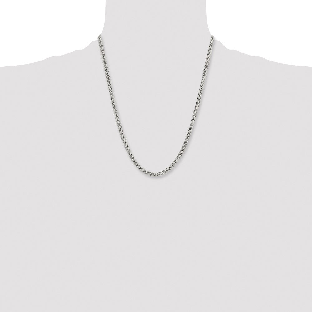 Stainless Steel Polished 5mm 22in Wheat Chain