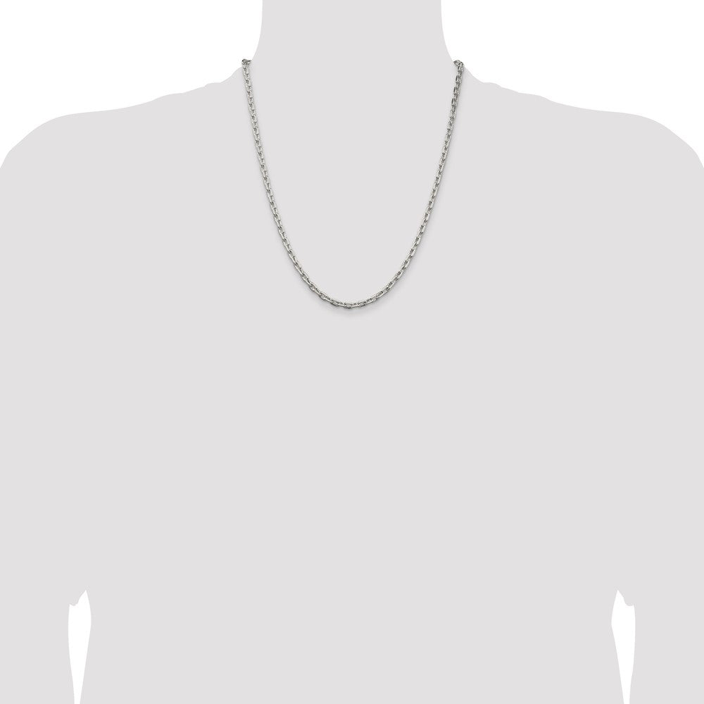 Sterling Silver 3.95mm Beveled Oval Cable Chain 22 Inches