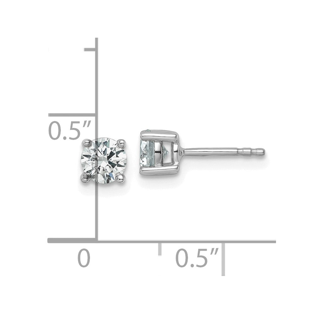 14k White Gold 7/8 ctw Lab Grown Diamond VS/SI+ G+ Round 4 Prong Heavy Wt. Stud Earrings