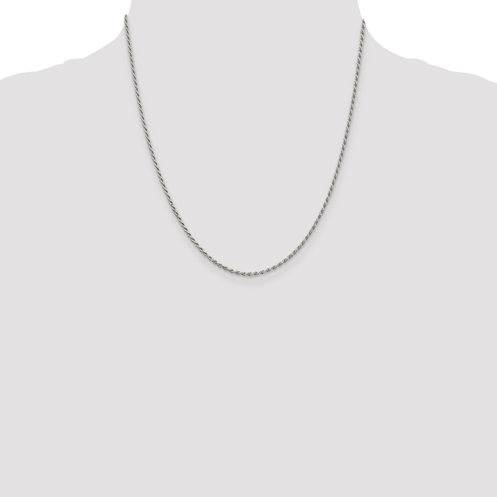 Sterling Silver Rhodium-plated 1.7mm Diamond-cut Rope Chain 20 Inches