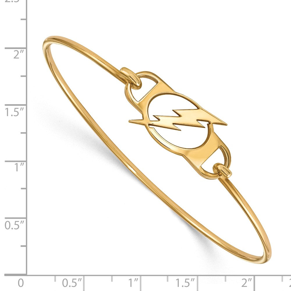 Sterling Silver Gold-plated NHL LogoArt Tampa Bay Lightning Small Center 7 inch Wire Bangle