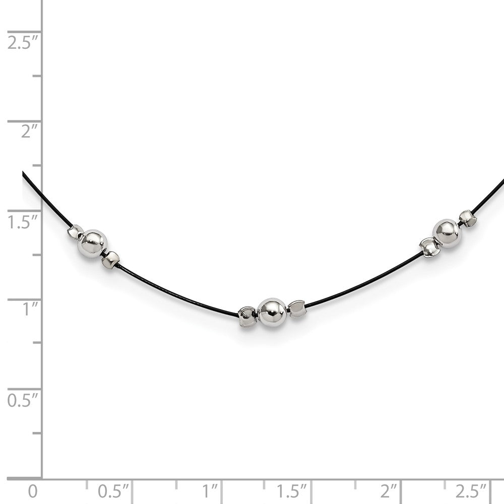 Sterling Silver & Steel Wire Beaded Station Necklace
