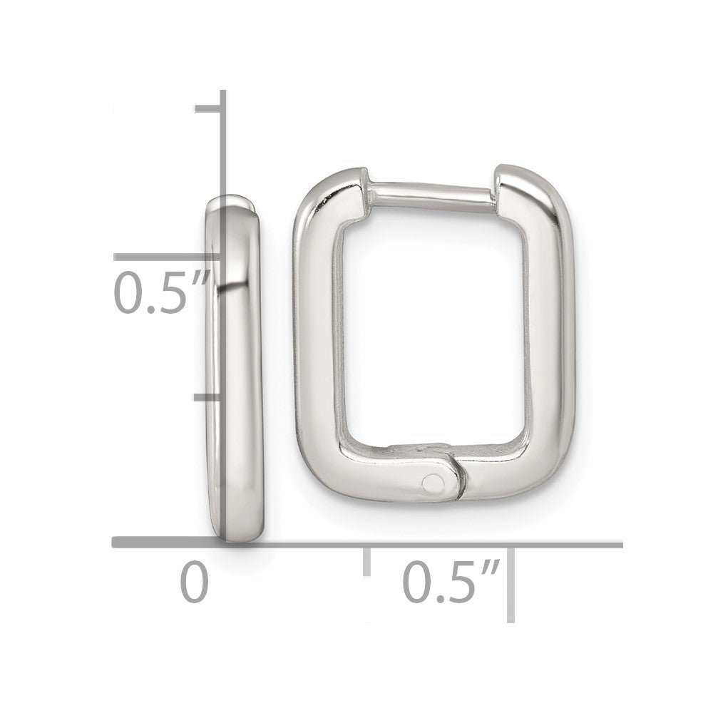 Sterling Silver Polished 2.5mm x 12mm Rectangular Hinged Hoop Earrings